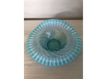 Old Blue Opalescent Swirl Brides Bowl