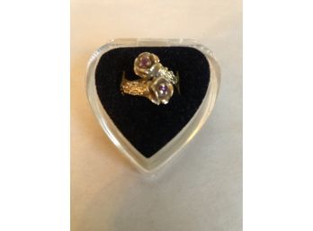 14kt Genuine Ruby Double Vintage  Flower Ring Size 4