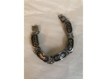 Vintage Egyptian Revival Sterling 8'  Bracelet