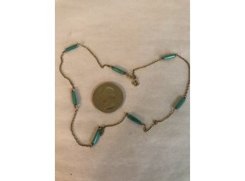 Vintage 14kt Green Stone 15' Necklace