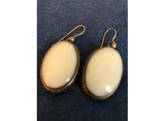 Pair Of Vintage Mother Of Pearl  Large Earrings