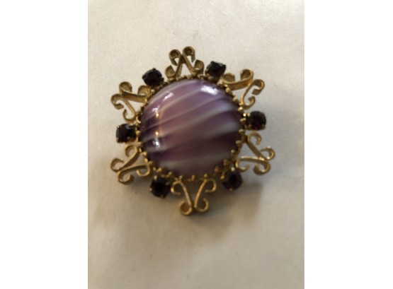 Antique Purple Glass Stone Pin