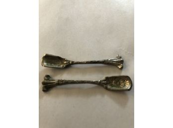 2 Vintage 800 Silver Salt Spoons
