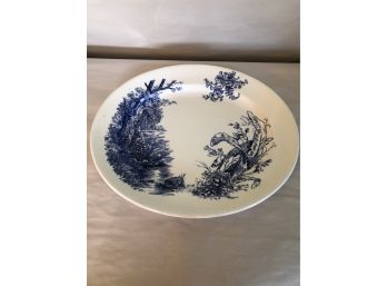 Antique 14' English  Blue And White Transfer Platter