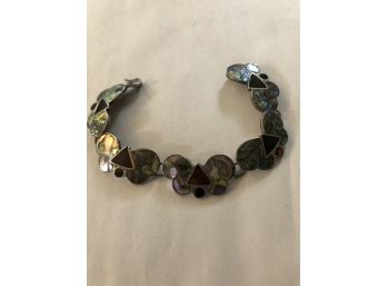 Vintage Mexican Sterling 6 1/2' Abalone Bracelet