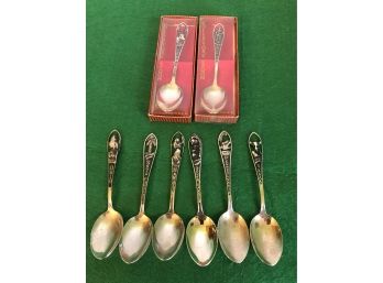 8 Vintage State  Souvenir Demitasse Spoons