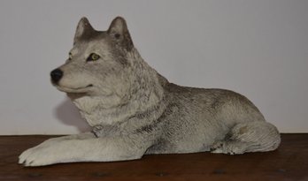 Sandra Brue Sandicast Wolf At Rest Sculpture