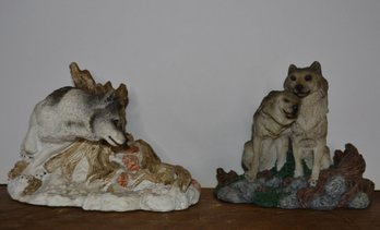 Set Of Living Stone Wolf Figurines