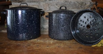 Enamelware Stockpots With Steamer