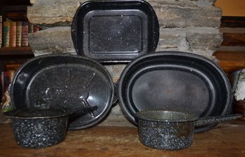 Assorted Collection Of Enamelware Pots