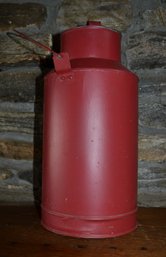 Lidded Metal Milk Can Style Red Container