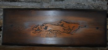 Wolf Pack - Running Wolves Signed Hand Carved Wood Wall Hanging
