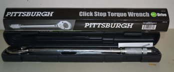 New Pittsburg 1/2' Drive Click Stop Reversible Torque Wrench