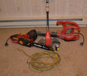 Tidy Up The Yard With This Homelite All Electric String Trimmer, Chain Saw & Blower