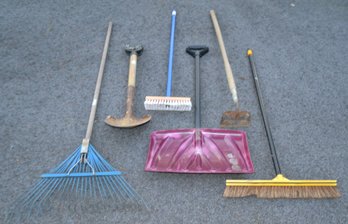 Rake, Shovel & Broom Tool Lot