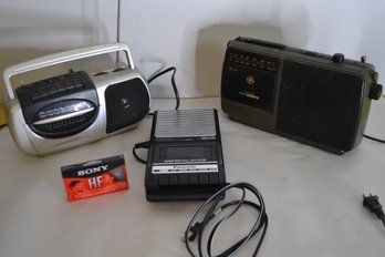 GE Radio Cassette AM/FM, Panasonic Cassette Player Recorder & Durabrand AM/FM Radio Cassette Recorder