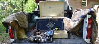 Assortment Of Horse Tack, Tack Box, Blankets, Shears, Stir Ups, Water Heater And More