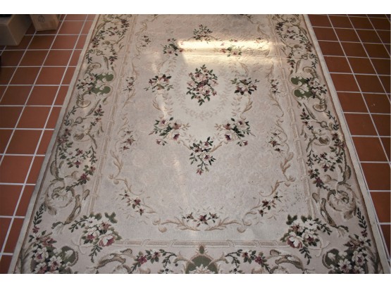 Jamila 5' X 7' Off White Carpet With Floral Pattern Made In Belgium