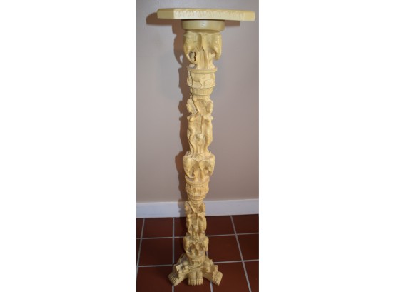 Unique Tall Carved Resin Plant Stand With Removable Top