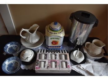An Assortment Of Porcelain Housewares And West End Party Coffee Brewer (12-30 Cups)