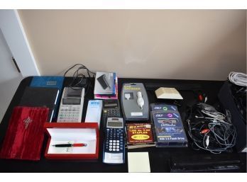 Office Supply Lot III Includes: Calculator, Red Fountain Pen, Journals, Flash Drives, Ledger & More