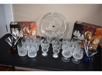 Ultimate Set For Entertaining Guests For The Holidays: Cut Crystal Glassware, Chip & Dip Set, Votives & More