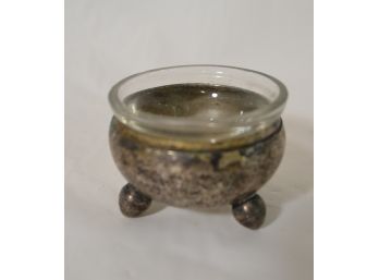 Chilean Silver Salt Dish With Glass Insert