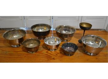 Seven Silver Plate Bowls And A Chalice