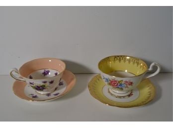 Two Danty & Delightful Tea Cups & Saucers - Royal Chelsea & Queen Ann