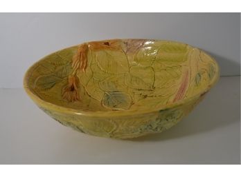 Large Leaf Motif Ceramic Serving Bowl