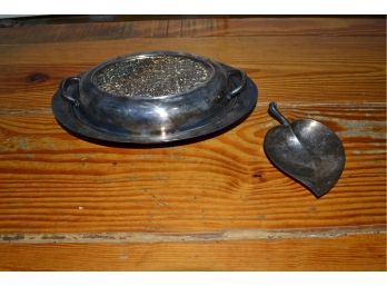 Silver Plate Serving Dish And Sweet Little Leaf Dish