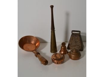 Metal Bells, Box, Tea Pot & Little Pan