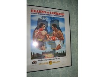 Fight On - Signed Illustration Print Of Herns Vs Leonard Boxing By Donald Moss