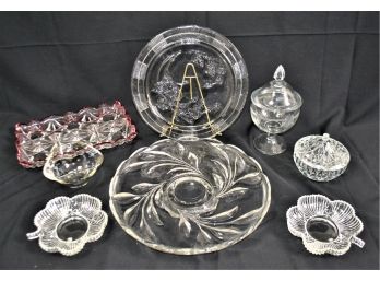 Serve It Up! Allotment Of Cut Glass Serving Platters & Candy Dishes