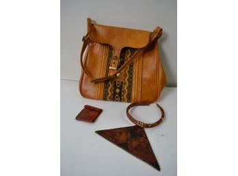 Leather Purse, Necklace & Wallet.