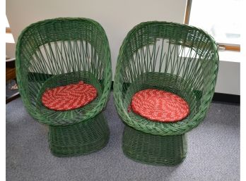 Green Wicker Lounge Chairs