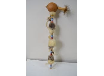 Ceremony Or Ritual Staff To Ward Off Bad Energy And To Protect Your Home! Made Of Wood And Lined With Real Rab
