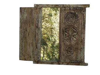 Moroccan Berber Wall Mirror That Opens And Shuts - Vintage , Antique 26 Inches X 23.5 Inches