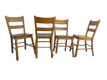 4 Matching Hard Wood Dining Chairs, Kitchenette, Richardson Bros Co, Sheboygan. Michigan 1970s ?