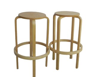 Alvar Alto Bent Plywood Stool - Reproduction - Stacking - Pair (2) Set 2 Of 2 Total Of 4 Available - Sunroom