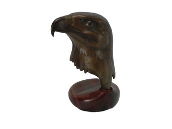 R Bush Bronze Sculpture Of American Eagle Head, Rotates On Walnut Base, 2 Of 12 - Heavy Artist Signed