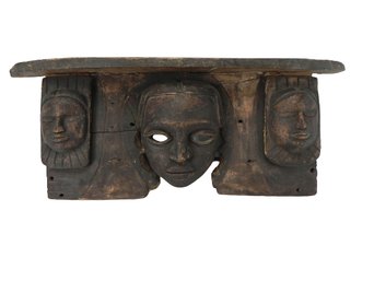 African Tribal Art, Nigeria ? Shelf, Folk Art, Hand Carved, Old 24 Across Top, 18.5 Across Middle, 9.75 Tall