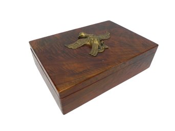 Rosewood ? Mahogany ? Humidor, Chest, Trinket Box With Colonial American Eagle On Top, Cigar Box