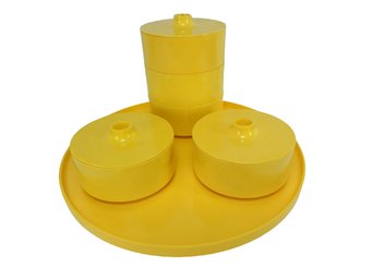 Heller, Massimo Vignelli Dinnerware, Yellow Monochromatic - 5 Bowls,  3 Bowl Tops, 1 Platter - 9 Total