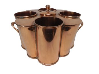Copper Wine Liquor Chiller Cooler - S P Collection 2000, 4 Bottles - Put Ice In The Middle Covered Hole