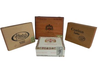 4 Vintage Cigar Boxes, Macanudo Montego, Ambroso, A Fuente, Corina Lark, Dominican Republic, Honduras