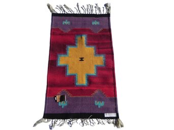Zapoteca Indian Rug, Mexico, Zapotec, Artist Is Florintino Rios, 44 X 23, Gaucho Design, Tags, Wild West Coll.