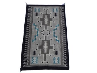 Two Grey Hills, Navajo Weaving, Turquoise Wow, 42 X 27, Dine Rug Weaving, Trading Post, American Indian
