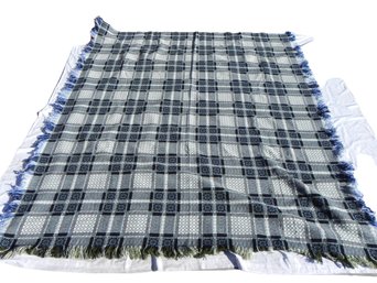 Vintage, Heaving Welsh Wool Blanket, Tregwynt , Melin Tregwnt, Wales, Blue Tweed, 87 X 95 - Queen ? Brittan