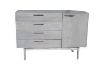Shale, Grey, 4 Drawer, 1 Door Credenza, Buffet, Leather Handles, Bludot - New Old Stock - Modlivin - Gus